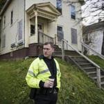 Rutland police Sergeant Matthew Prouty paused in front of a house where a meth producer was arrested a few years ago.
