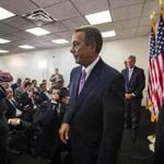 House speaker John Boehner spoke about the budget deal at a press conference on Tuesday. 