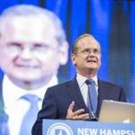 Democratic presidential candidate Lawrence Lessig spoke  at the New Hampshire Democratic Party State Convention in September. 