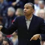 Harvard head coach Tommy Amaker gives instructions to his team during the first half of an NCAA college basketball game against Massachusetts Institute of Technology in Boston, Friday, Nov. 14, 2014. Harvard won 73-52. (AP Photo/Michael Dwyer)