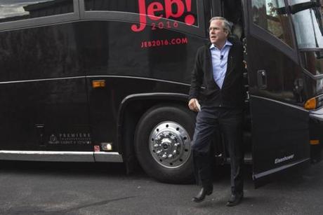 Republican presidential candidate Jeb Bush arrived for a town hall meeting in Somersworth, N.H.

