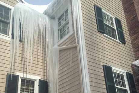 The writer?s home was laden with icicles.

