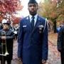 Cristian Hall waited to march with the Charlestown High School Air Force Junior ROTC in the Veterans Day parade in Boston.