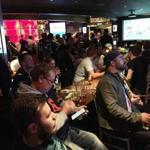 Fans crowded into the sports bar at the Hippodrome Casino in London to watch the Patriots play the Jets.