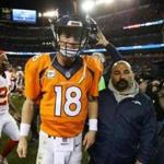 Nov 15, 2015; Denver, CO, USA; Denver Broncos quarterback Peyton Manning (18) leaves the field after the game against the Kansas City Chiefs at Sports Authority Field at Mile High. The Chiefs won 29-13. Mandatory Credit: Chris Humphreys-USA TODAY Sports
