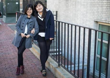 Students Cassie Li (left) and Cassie Yu, both of China, enrolled at Northeastern University.
