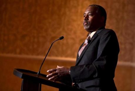 Ben Carson spoke at a news conference at the Green Valley Ranch resort in Henderson, Nevada. 
