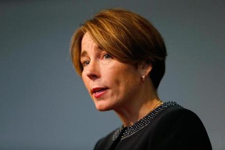 Boston, Massachusetts -- 11/19/2015- Attorney General Maura Healey speaks during a press conference held to discuss proposed consumer protection regulations for Daily Fantasy Sports Operations in Massachusetts at her office in Boston, Massachusetts November 19, 2015. Jessica Rinaldi/Globe Staff Topic: Reporter: 
