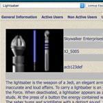 As part of a long-running joke, developers who run the Intranet database at MIT's Institute for Soldier Nanotechnology have listed a lightsaber as being available for testing. 