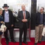10/28/2015 - Brookline, MA - Boston Globe reporter Walter Robinson, cq, center, walked the red carpet during the Boston premiere of Spotlight. Actors, producers, and newspaper reporters walked the red carpet in front of the Coolidge Corner Theatre in Brookline on Wednesday evening, October 26, 2015 for the Boston premiere of â??Spotlight,â?? the film about The Boston Globeâ??s investigation of the Catholic Church sexual abuse scandal. Topic: 26film. Photo by /Boston Globe