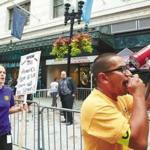 A dozen or so union members picketed in September in an effort to get the Primark store to unionize.