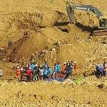 Soldiers and rescue workers searched for the bodies of miners killed in a landslide in a jade mining area in Myanmar.