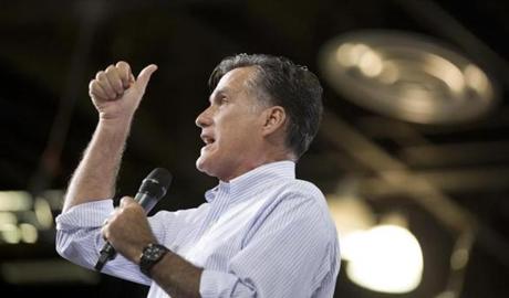 Former Massachusetts Governor Mitt Romney spoke at a presidential campaign rally in Las Vegas in 2012.
