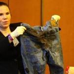 Abbey Scott, a State Police chemist, held blood-soaked jeans that police say were worn by Philip Chism on the day of Colleen Ritzer?s death. 
