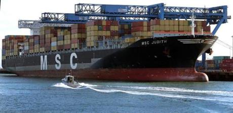 The MSC Judith container ship arrived at the Conley Terminal in Boston Harbor in 2014.
