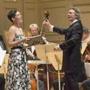 Harry Christophers and Emily Marvosh with the Handel and Haydn Society at Symphony Hall on Friday night.