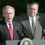 Former President George W. Bush and his brother, Republican presidential candidate Jeb Bush. 