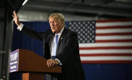 Republican presidential candidate Donald Trump spoke during a campaign rally earlier this month.
