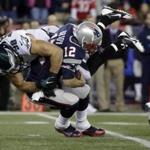 Connor Barwin sacked Tom Brady during the first half.