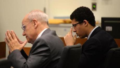 Philip Chism (right) sat with his attorney John Osler during trial. 
