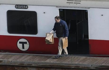 The Red Line train that traveled several stops without an operator was spotted at the MBTA?s Cabot Yard facility in South Boston on Thursday.
