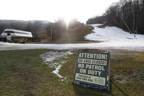 Wachusett Mountain expects to have up to four ski trails open Saturday, despite the sparse snow on Thursday. 
