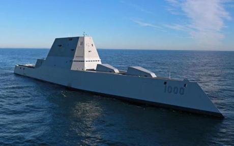 The future USS Zumwalt (DDG 1000) is underway for the first time conducting at-sea tests and trials in the Atlantic Ocean December 7, 2015. The multimission ship will provide independent forward presence and deterrence, support special operations forces, and operate as an integral part of joint and combined expeditionary forces. AFP PHOTO / HANDOUT / US NAVY / DENNIS GRIGGS == RESTRICTED TO EDITORIAL USE / MANDATORY CREDIT: 