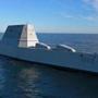 The future USS Zumwalt (DDG 1000) is underway for the first time conducting at-sea tests and trials in the Atlantic Ocean December 7, 2015. The multimission ship will provide independent forward presence and deterrence, support special operations forces, and operate as an integral part of joint and combined expeditionary forces. AFP PHOTO / HANDOUT / US NAVY / DENNIS GRIGGS == RESTRICTED TO EDITORIAL USE / MANDATORY CREDIT: 