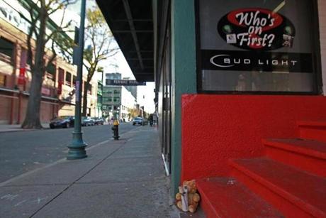 The bar Who's On First? on Yawkey Way, across from Fenway Park where Jephthe Chery was shot by a stray bullet early Thanksgiving day. 

