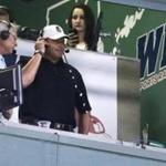 Former Boston Red Sox pitcher Roger Clemens appeared with Red Sox broadcaster Joe Castiglione during a baseball game at Fenway Park. 