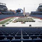 Workers prepared Gillette Stadium to host the Winter Classic. 