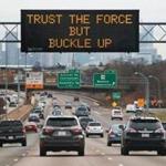 The Mass DOT has posted Star Wars themed messages on electronic billboards along highways, including this one.
