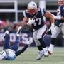 FOXBORO, MA - DECEMBER 20: Joey Iosefa #47 of the New England Patriots carries the ball during the first half against the Tennessee Titans at Gillette Stadium on December 20, 2015 in Foxboro, Massachusetts. (Photo by Jim Rogash/Getty Images)