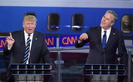 Republican Donald Trump has been heralding his standing in many recent polls while rival Jeb Bush downplays them.
