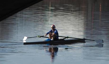 A rower in shorts and a Santa hat plied the waters of the Charles River in Cambridge on Christmas, when summer-like temperatures prompted many to head outside for recreation.
