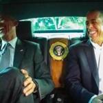 President Barack Obama and Jerry Seinfeld in a scene from ?Comedians in Cars Getting Coffee.?