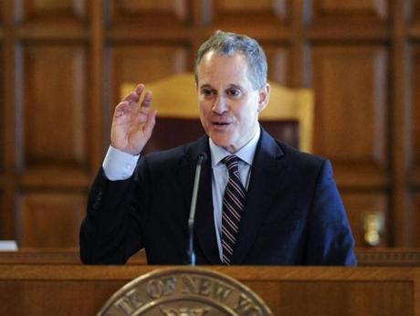 New York State Attorney Eric Schneiderman spoke during a Law Day event at the Court of Appeals in Albany, N.Y.
