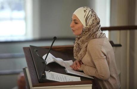 ?We are one of the lucky ones to be here in Massachusetts,?? Syrian refugee Amira Elamri told a Unitarian church in Newburyport.
