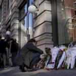Fans placed items at a memorial Monday in front of one of David Bowie?s homes, on Lafayette Street in New York City.