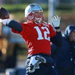 Patriots quarterback Tom Brady was in fine form ? without the aid of caffeine ?  during Monday?s practice at Gillette Stadium.