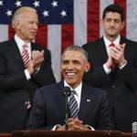 Vice President Joe Biden and House Speaker Paul Ryan applauded President Obama during the State of the Union address.