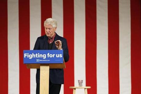Former President Bill Clinton spoke during a campaign stop for his wife, Democratic presidential candidate Hillary Clinton, Wednesday at Keene State College.
