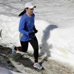 Becca Pizzi trained for the 2015 Boston Marathon along Heartbreak Hill in Newton.