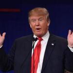 Donald Trump gestured during Thursday?s Republican presidential debate.