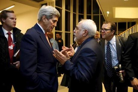 Secretary of State John Kerry talked with Iranian Foreign Minister Javad Zarif after inspectors said Iran has met all conditions under the nuclear deal.
