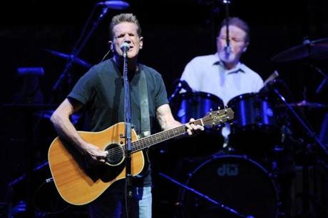 FILE - In this Nov. 8, 2013, file photo, musicians Glenn Frey, left, and Don Henley, of the Eagles, perform at Madison Square Garden in New York. Frey, who co-founded the Eagles and with Henley became one of history's most successful songwriting teams with such hits as 