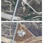 A combination of two satellite images, taken in 2011 (top) and 2014, show the site of St. Elijah?s Monastery of Mosul. 