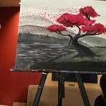 At the start of Paint Nite, the ?finished product? is displayed for all participants to see -- and copy. (Bella English photo)