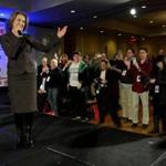 NASHUA, NH - JANUARY 23: Republican presidential candidate Carly Fiorina speaks at the NHGOP First In The Nation Town Hall January 23, 2016 in Nashua, New Hampshire. The convention was a day long affair and featured presidential candidates looking to win the first in the nation primary. (Photo by Darren McCollester/Getty Images)