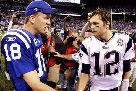 Peyton Manning (left) and Tom Brady have faced off 16 times, with Brady and the Patriots winning 11.
